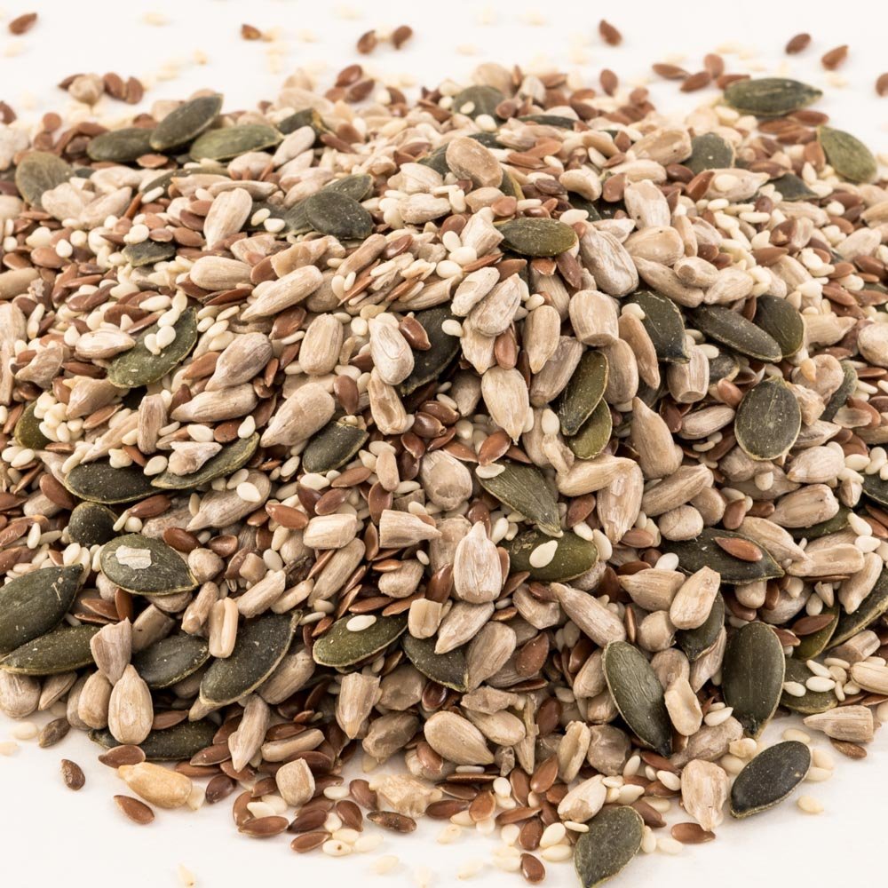 Микс семена 200гр. (белен слънчоглед, сусам, еко семка, ленено семе)